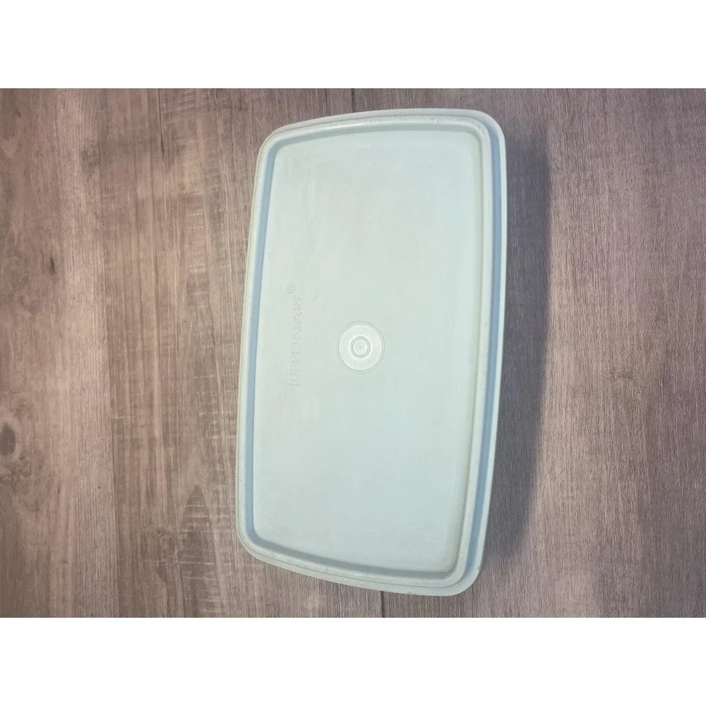 Vintage Tupperware  Sheer Deli Meat Keeper Aqua Blue Lid Slim Rectangle